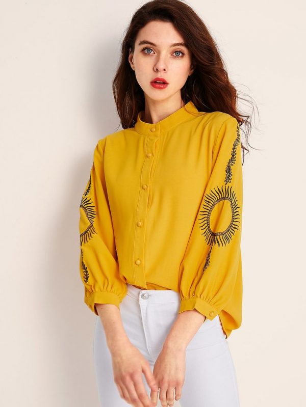 Áo Sơ Mi Boho Màu Vàng