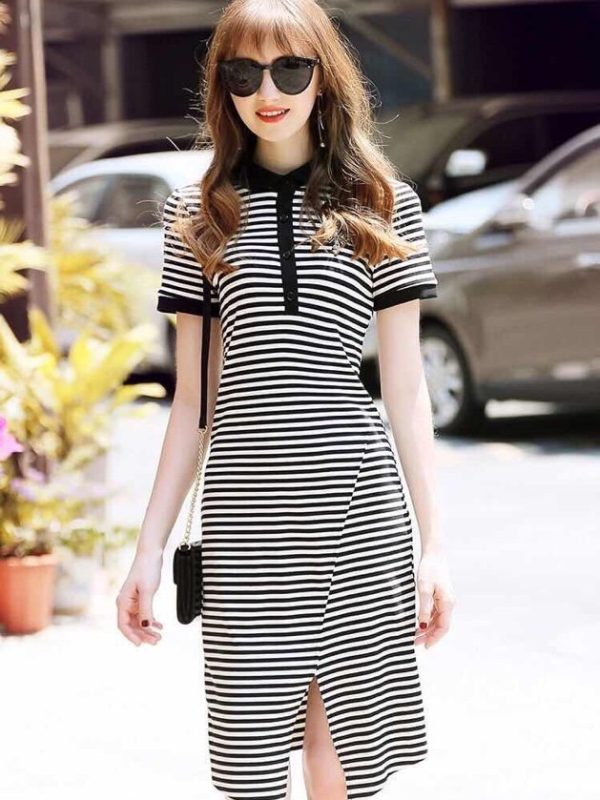 Đầm nâu nhạt PK cổ